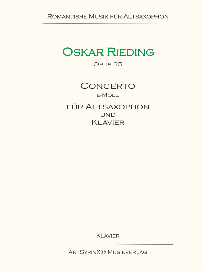 Oskar Rieding Concerto in e-Moll für Altsaxophon und Klavier