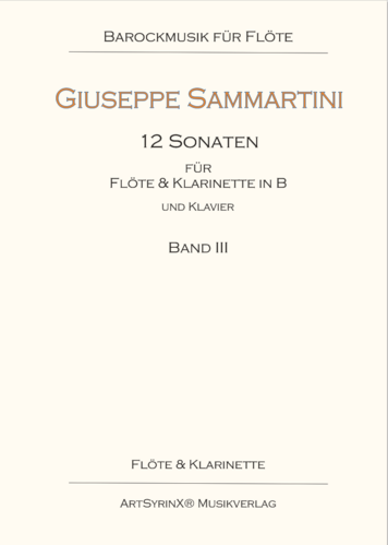 Giuseppe Sammartini 12 Sonaten für Flöte&Klarinette mit Klavier Bd.3